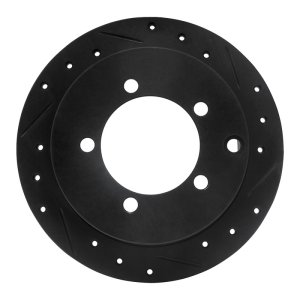 Mitsubishi Diamante Brake Rotor (1) - Rear Right - R1 Concepts - Drilled & Slotted - Black - `97-`04